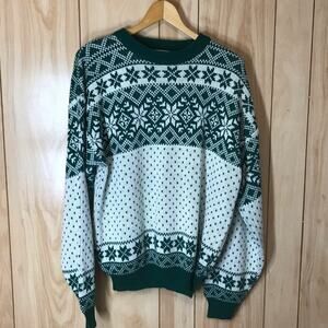 Puritan Vintage Winter Theme Round Neck Long Sleeve Sweater M